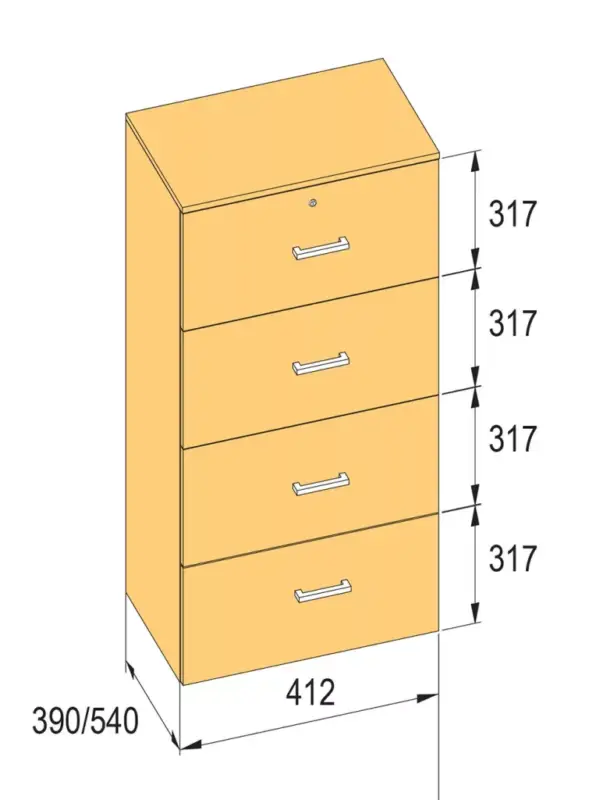 K-BBP R4 típusú irattartó szekrény belső szélességéhez 412 mm / 390 mm, magasság Kiárusítás