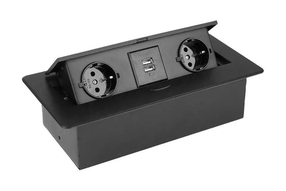 Bestseller StrongPower Elektromos aljzat 2x 230V Schuko,2x USB Power, fekete