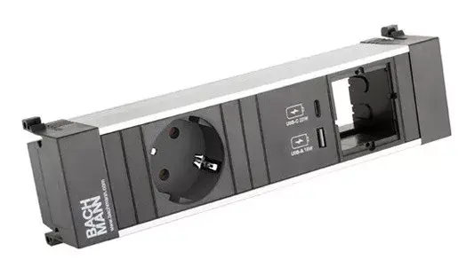 BACHMANN 916.503 zásuvková jednotka 1x 230V Schuko + USB A/C+ 1x volný modul Kedvezmény