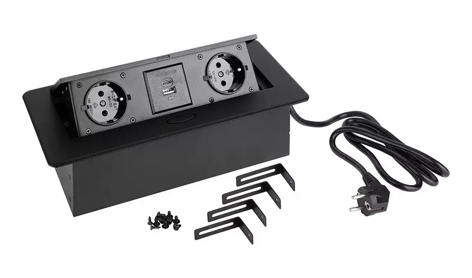 Bestseller StrongPower Elektromos aljzat 2x 230V, 2x USB A/C, Schuko,fekete