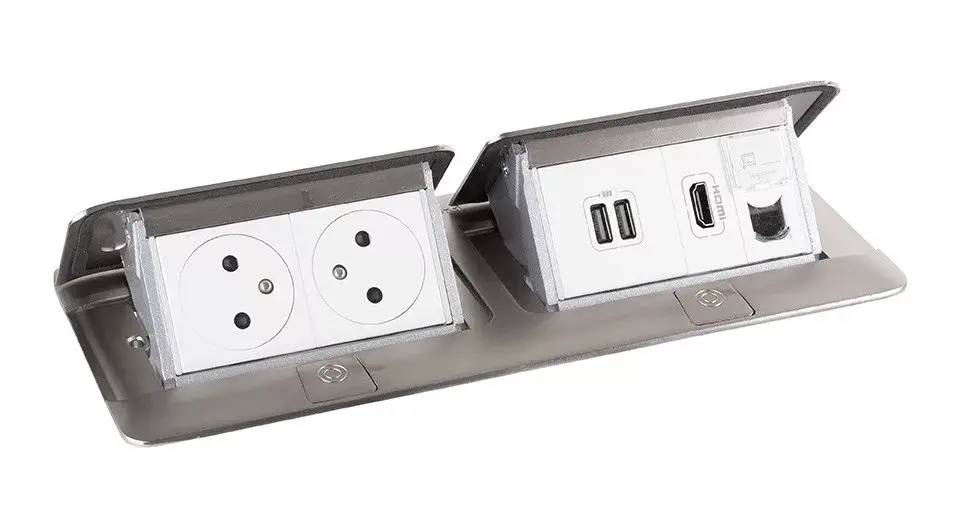 Különleges ajánlat LEGRAND Pop-up dupla, 2x 230V, USB A+A tápellátás, 1x RJ45, HDMI, rozsdamentes a
