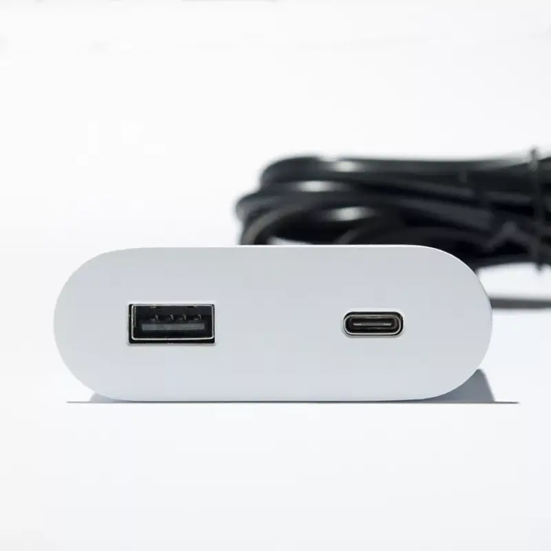 Árengedmény VersaPick, 1x USB A/C, ovális, matt fehér RAL 9003