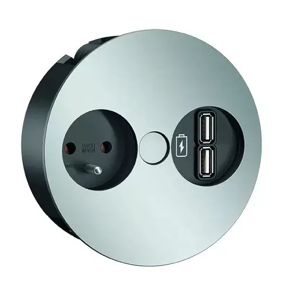 Különleges ajánlat BACHMANN 931.034 Twist USB, 1x 230V + 1x USB-A dupla töltő, króm matt