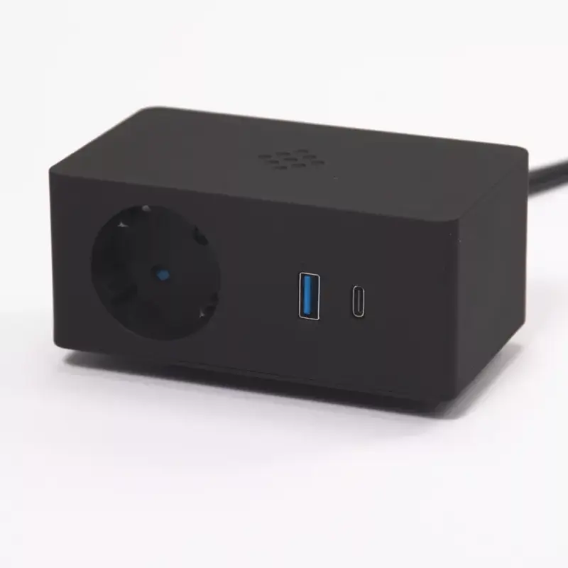Azonnal elérhető VersaQ1x 230V, USB A+C 5V, Qi vezeték nélküli töltő, fekete, Schuko