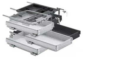 HETTICH 9111130 konténer szett részleges kih.sínnel P2O 392x530 mm alumínium Expressz kézbesítés