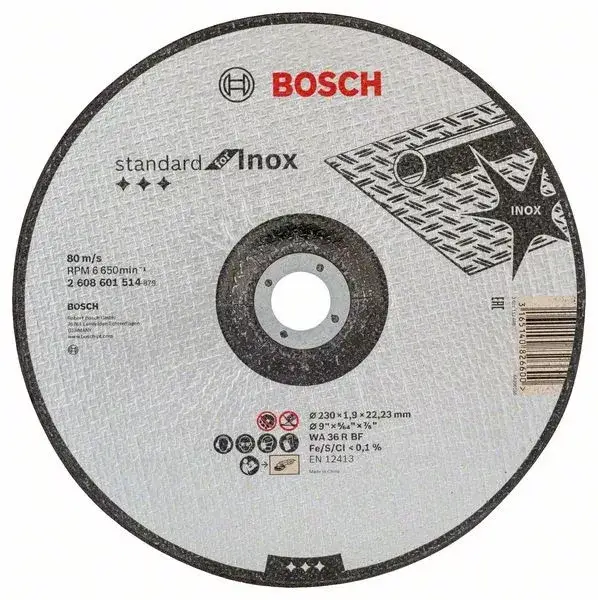 Azonnal elérhető BOSCH 2608601514 Řezný kotouč profilovaný Standard for Inox 230 mm, 1,9 mm