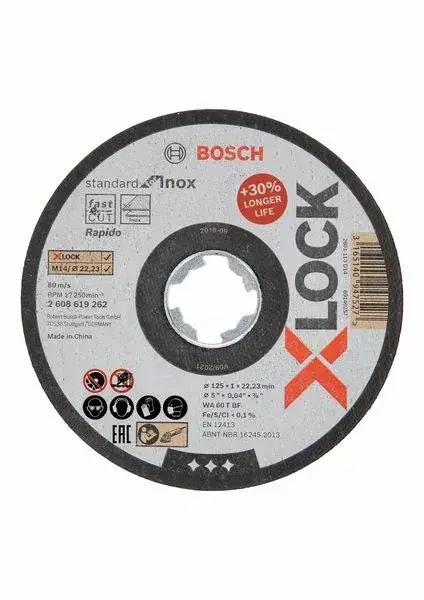 Népszerű BOSCH 2608619262 X-LOCK řezný kotouč plochý Standard for Inox, 125×1 mm