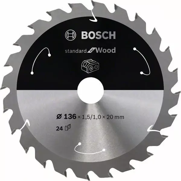 Biztonságos fizetés BOSCH 2608837668 Pilový kotouč Standard for Wood pro AKU pily 136×1,5×20mm, 24