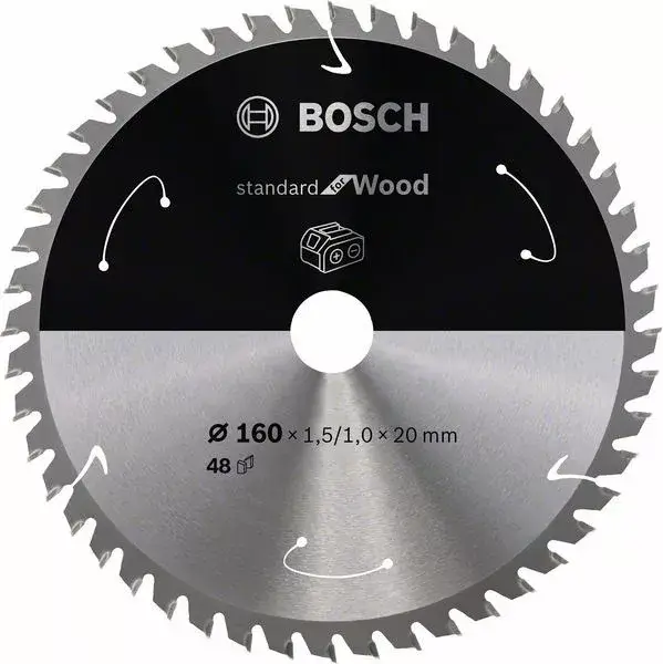 Biztonságos fizetés BOSCH 2608837678 Pilový kotouč Standard for Wood pro AKU pily 160×1,5×20mm, 48