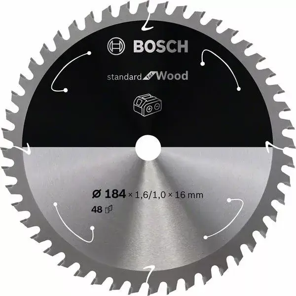 BOSCH 2608837701 Pilový kotouč Standard for Wood pro AKU pily 184×1,6×16mm, 48 Csak ma
