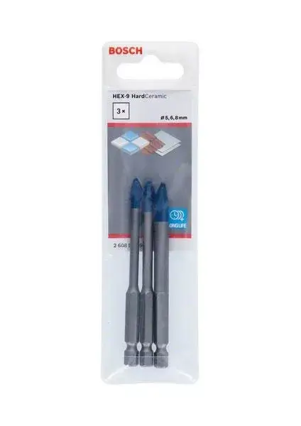 Legkelendőbb BOSCH 2608900595 3dílná sada vrtáků do dlažby HEX-9 HardCeramic 5/6/8 mm