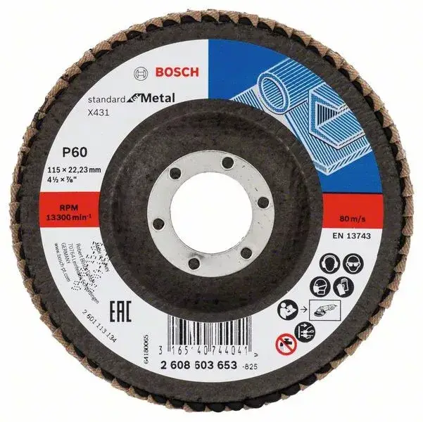 BOSCH 2608603653 Lamelový brusný kotouč X431, Standard for Metal 115 mm, P60 Azonnal elérhető