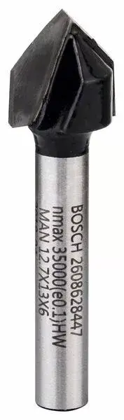 Végkiárusítás BOSCH 2608628447 Drážkovací fréza tvaru V/6 mm/D1 12,7 mm/L 12,7 mm/G 45 mm/90°