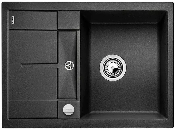 Biztonságos fizetés BLANCO 525913 Mosogató METRA 45 S Compact fekete SILGRANIT® PuraDur® excenteres