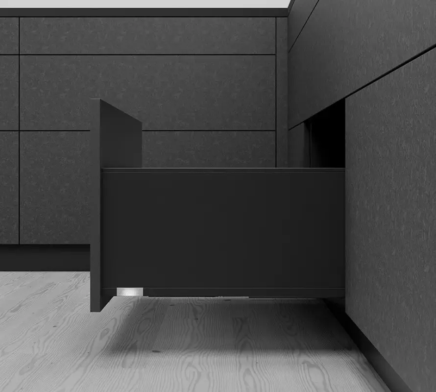 Újdonság K-BLUM Legrabox F 400mm/40 kg, Tip-on, karbon fekete CS-M, csavar