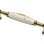 Akció Porcelán-fém bútorfogantyú, antik bronz-búzakalász motívummal , 96 mm furattávval