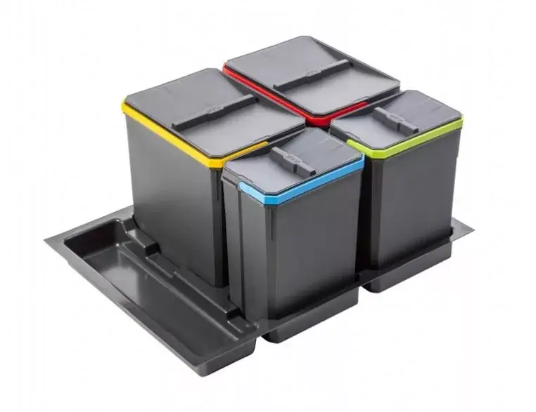 AxiSpace 700 mm, Beépíthető szelektív hulladékgyűjtő, 4 tartályos, 2x15L és 2x7Ledényekkel, fedelekkel Vedd meg most
