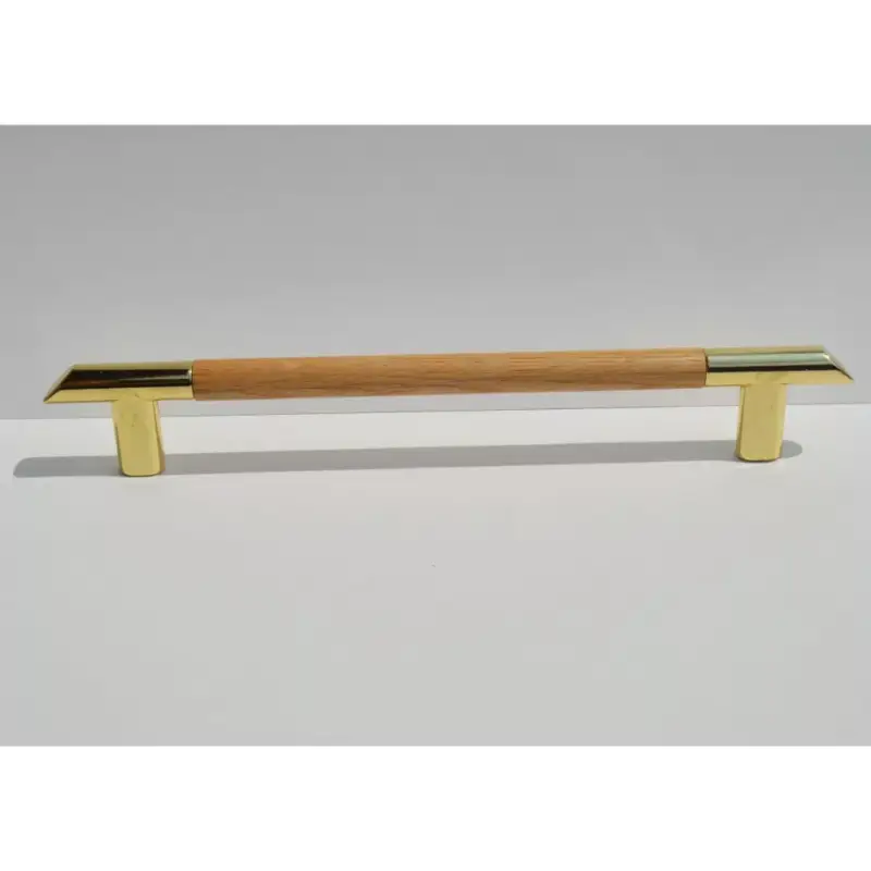 Metall-Holz-Möbelgriff, klassisch, Buche-Gold-Kombination, 160 mm Bohrung Olcsóbb