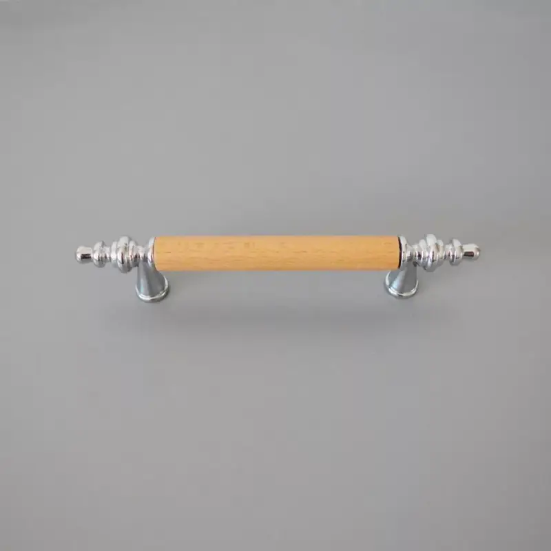 Metall-Holz-Möbelgriff, verchromt - buchefarben, 96 mm Lochabstand Olcsóbb