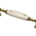 Porzellan-Möbelgriff aus Metall, Dekor Bronze-Gold antik mit 96 mm Bohrung Csak ma