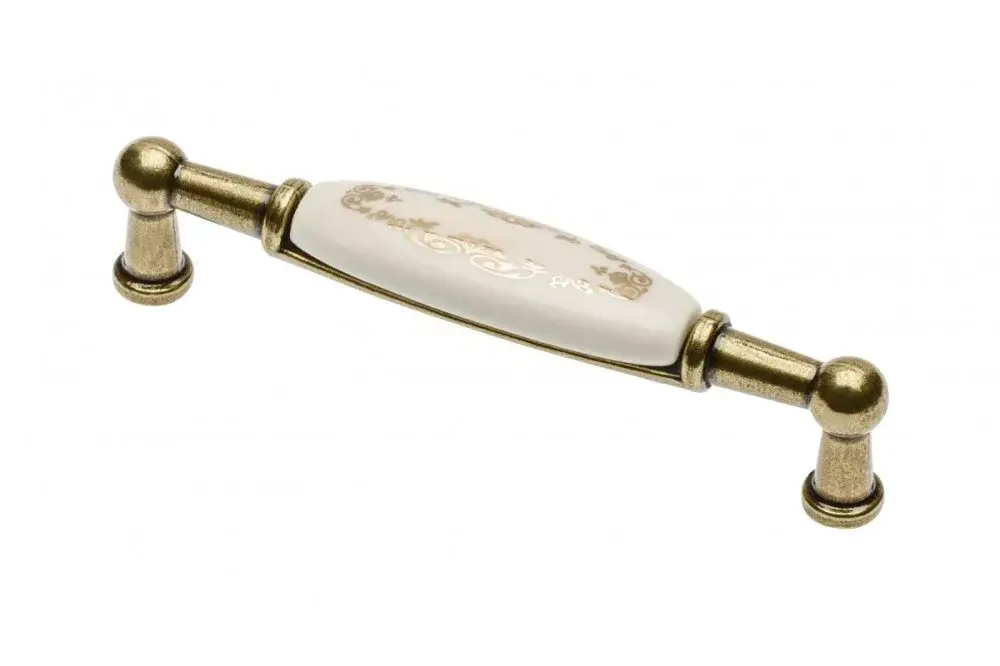 Porzellan-Möbelgriff aus Metall, Dekor Bronze-Gold antik mit 96 mm Bohrung Csak ma