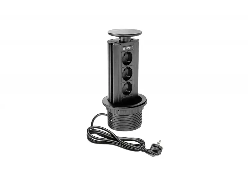 Elosztó kihúzható, D100mm, 3x 230V sch, kábellel, fekete Legkelendőbb