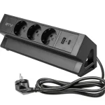 Szuper akció Elosztó BASCO, gyors rögzítéssel, 3x 230V sch, USB-A+C, 1,5m kábellel, fekete