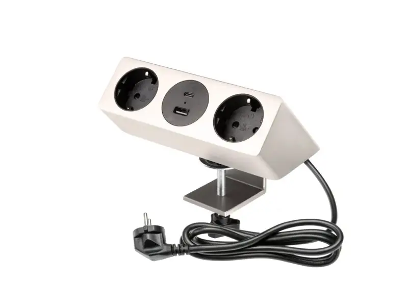 Elosztó SOFITO, gyors rögzítéssel, 2x 230V sch, USB-A+C, 1,5m kábellel, inox Prémium