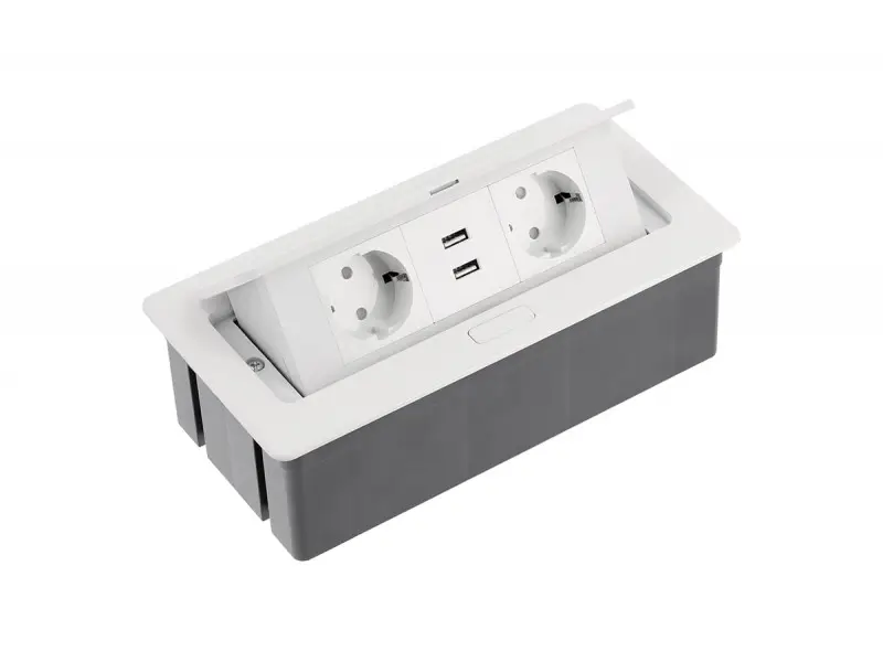 Biztonságos fizetés Elosztó SOFT, 2x 230V sch, 2x USB A, 1,5 m kábellel, fehér