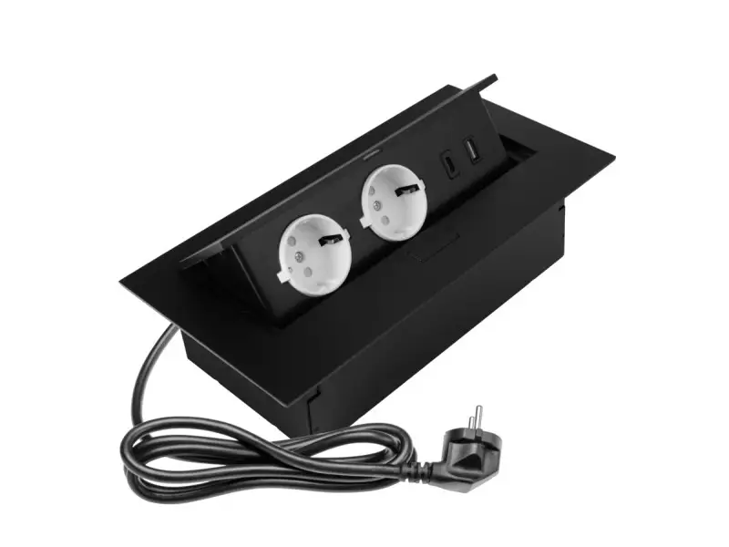 Elosztó 2x 230V sch, USB A+C, 1,5m kábellel, fekete Legjobb ár