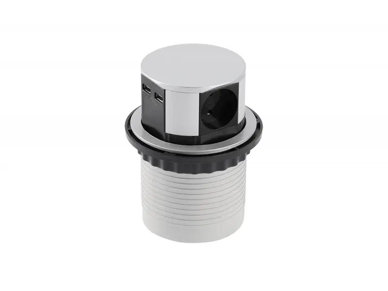 Elosztó COMFORT, D100mm, 3x 230V sch, 2x USB-A, 1,5m kábel, alumínium Ajánlat