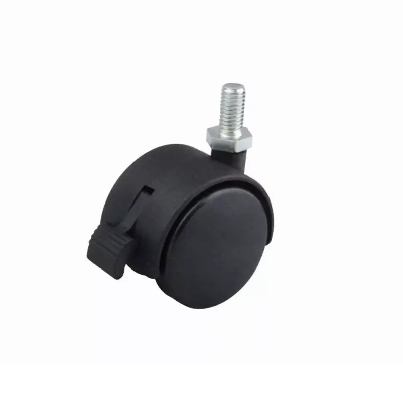 Gyors kiszállítás Bútorgörgő 40mm M8x15mm Menetes Fékes 30kg Fekete