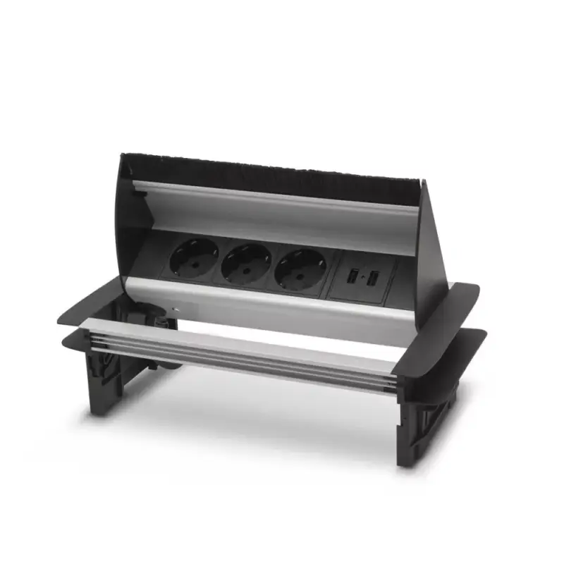 Konnektor Munkalapba Felbillenős-fekvő Kefés 3-as felnyíló +2xUSB- 250V, 16A Kedvezményes ár