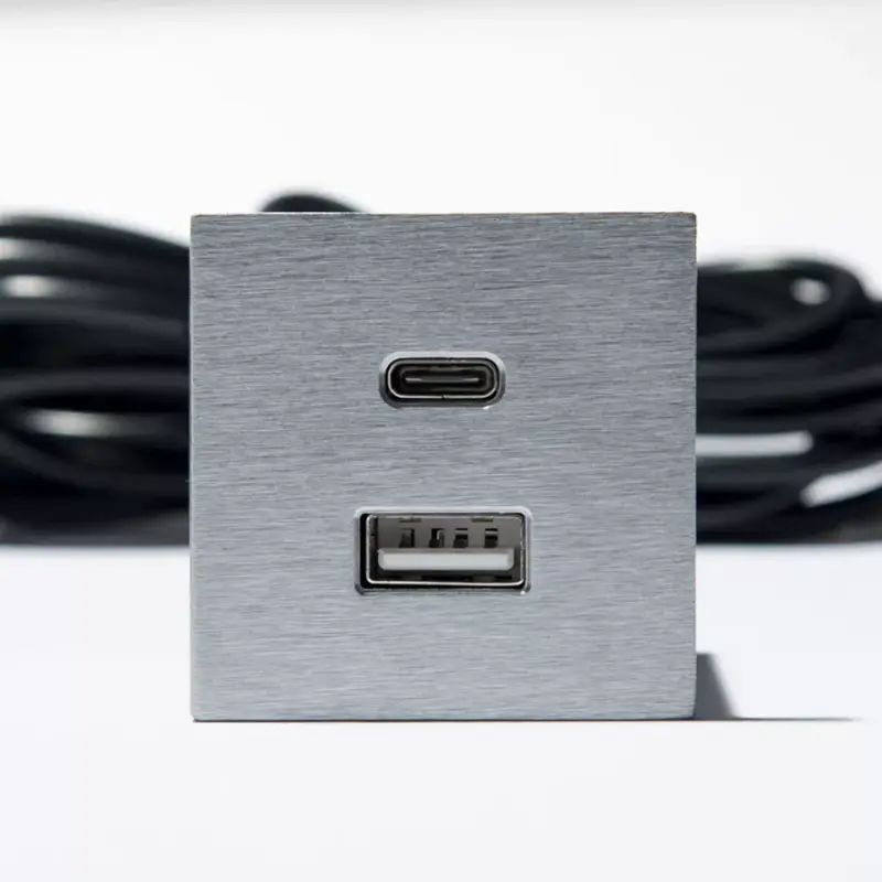 Konnektor-rejtett elosztó VersaPick 2xUSB A/C Töltő négyzet alakú Rozsdamentes acél Újdonság
