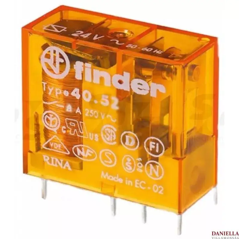 Újdonság FINDER 40.52.8.024 relé 200W 24V forrasztható