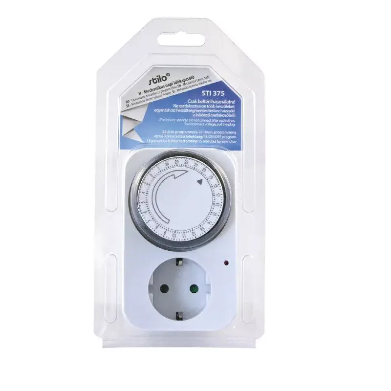 Kedvezmény Kapcsolóóra mechanikus napi fehér, max.3500W,220-240V,16A, (STI375) Stilo