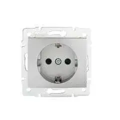 Kanlux 24852 DOMO 01-1240-143 ezüst Schuko földelt dugalj, gyermekvédelemmel, tűzbiztos műanyag Csak ma