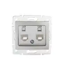 Utolsó esély Kanlux 24874 DOMO 01-1420-043 ezüst dupla adatcsatlakozó aljzat független (2xRJ45 Cat 6 Jack)