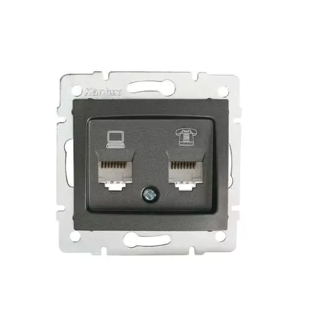 Ne maradj le Kanlux 24934 DOMO 01-1430-041 grafit adatcsatlakozó aljzat (RJ45 Cat 5e+RJ11)