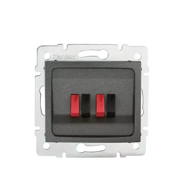 Kanlux 24937 DOMO 01-1820-041 grafit dupla hangszóró csatlakozó aljzat (4 kivezetéssel) Expressz kézbesítés