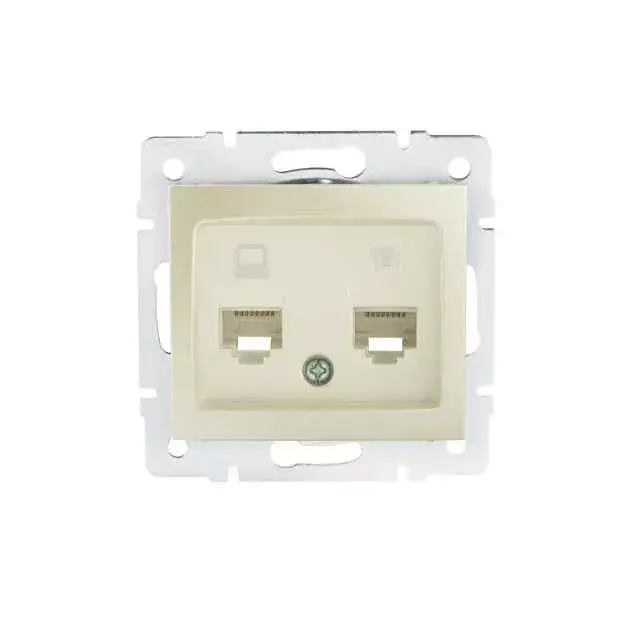 Akció Kanlux 24993 DOMO 01-1430-030 gyöngyház adatcsatlakozó aljzat (RJ45 Cat 5e+RJ11)