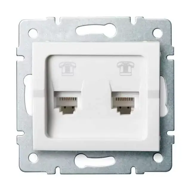 Kanlux 25107 LOGI 02-1380-002 fehér dupla telefon csatlakozó aljzat, független (2xRJ11) Prémium