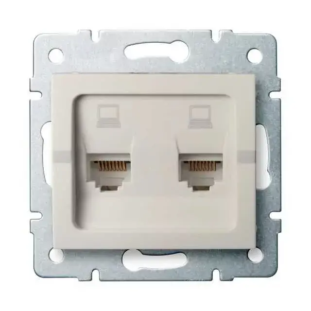 Kiárusítás Kanlux 25169 LOGI 02-1410-003 krém dupla adatcsatlakozó aljzat, független (2xRJ45 Cat 5e Jack)