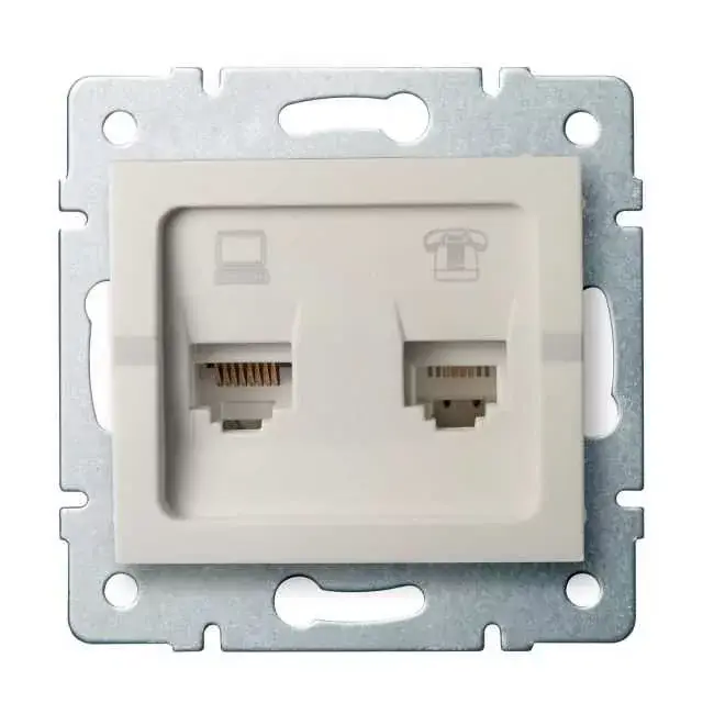 Kanlux 25172 LOGI 02-1440-003 krém adat-telefoncsatlakozó aljzat (RJ45 Cat 6+RJ11) Outlet