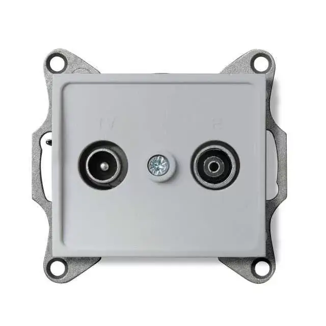 Kanlux 25218 LOGI 02-1320-043 ezüst antenna csatlakozó TV/FM aljzat, átmenő Árcsökkenés