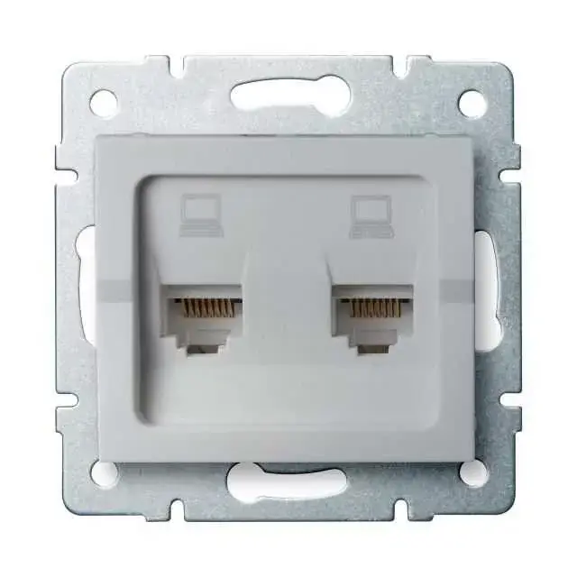 Kanlux 25228 LOGI 02-1410-043 ezüst dupla adatcsatlakozó aljzat, független (2xRJ45 Cat 5e Jack) Expressz szállítás