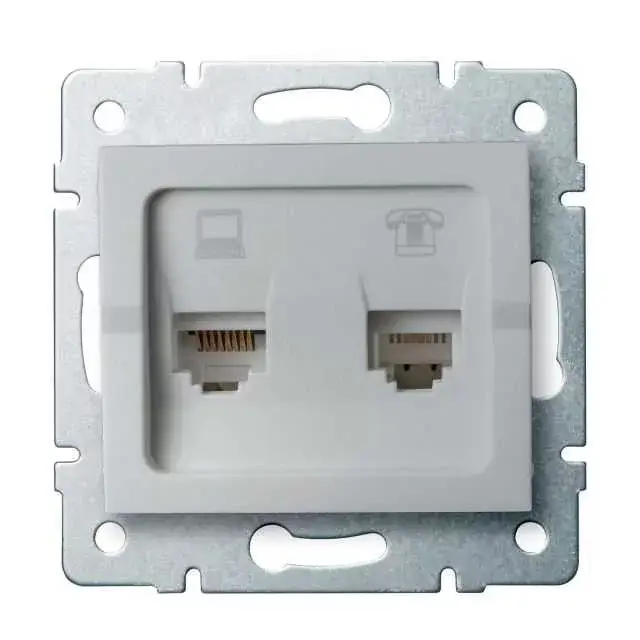 Kanlux 25231 LOGI 02-1440-043 ezüst adat-telefoncsatlakozó aljzat (RJ45 Cat 6+RJ11) Alacsony ár