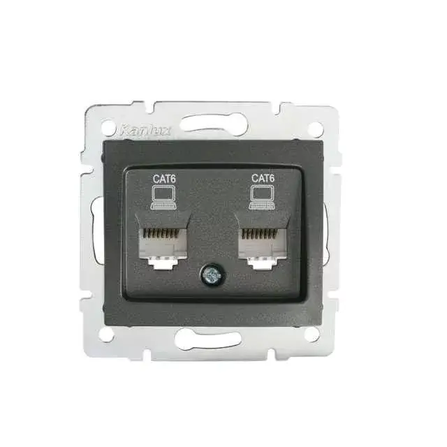 Kanlux 25933 DOMO 01-1419-041 grafit dupla csatlakozó aljzat burkolat, független, aljzat nélkül (2xRJ45 Jack) Szuper akció