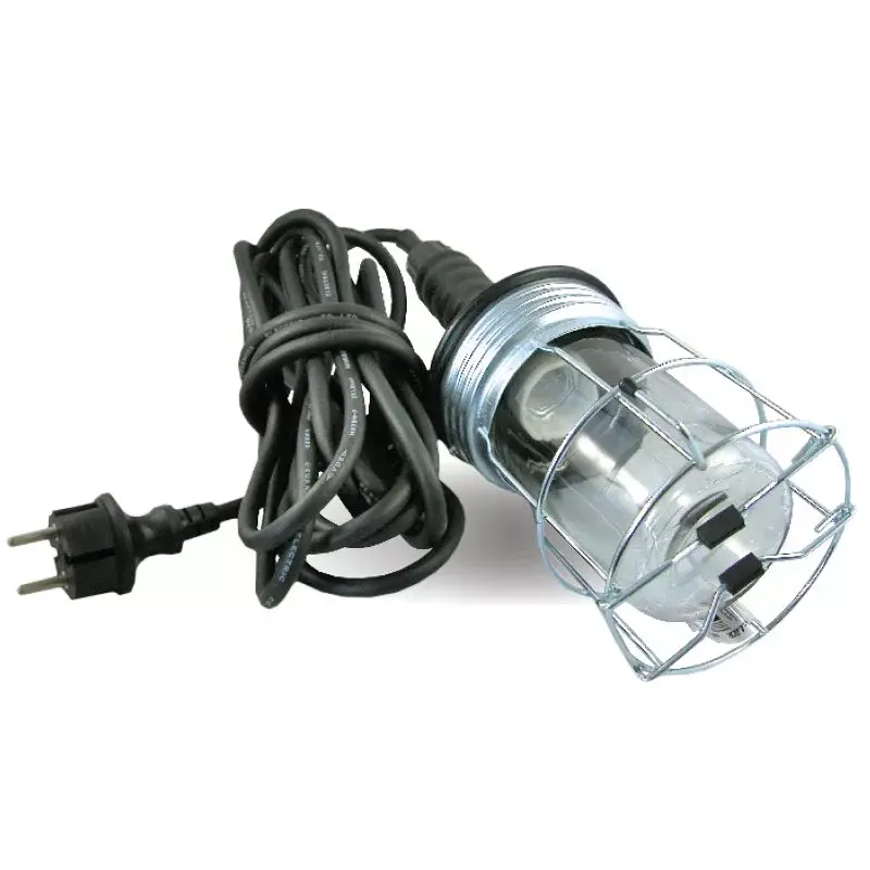 DEL1030 Kézilámpa60W IP54, H07RN-F 2x1mm2, 5m, fekete, fém kosaras deLux Csak ma