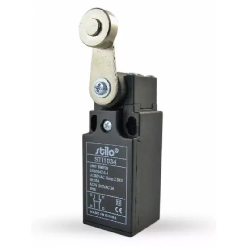 Utolsó esély STI1034 Végálláskapcsoló karos-görgős, 3A/240VAC, 1NC+1NO, műa.ház, IP65, PG13,5, Stilo